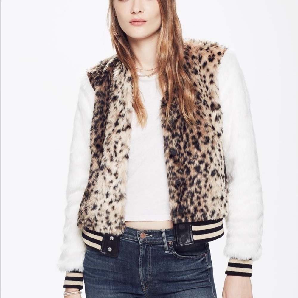 MOTHER brand "The Baseball"faux fur bomber jacket